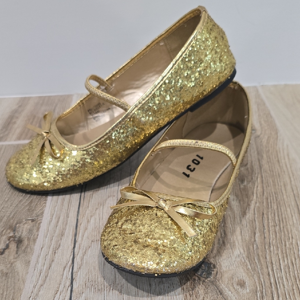 Gold Glitter Kids Ballet Flats